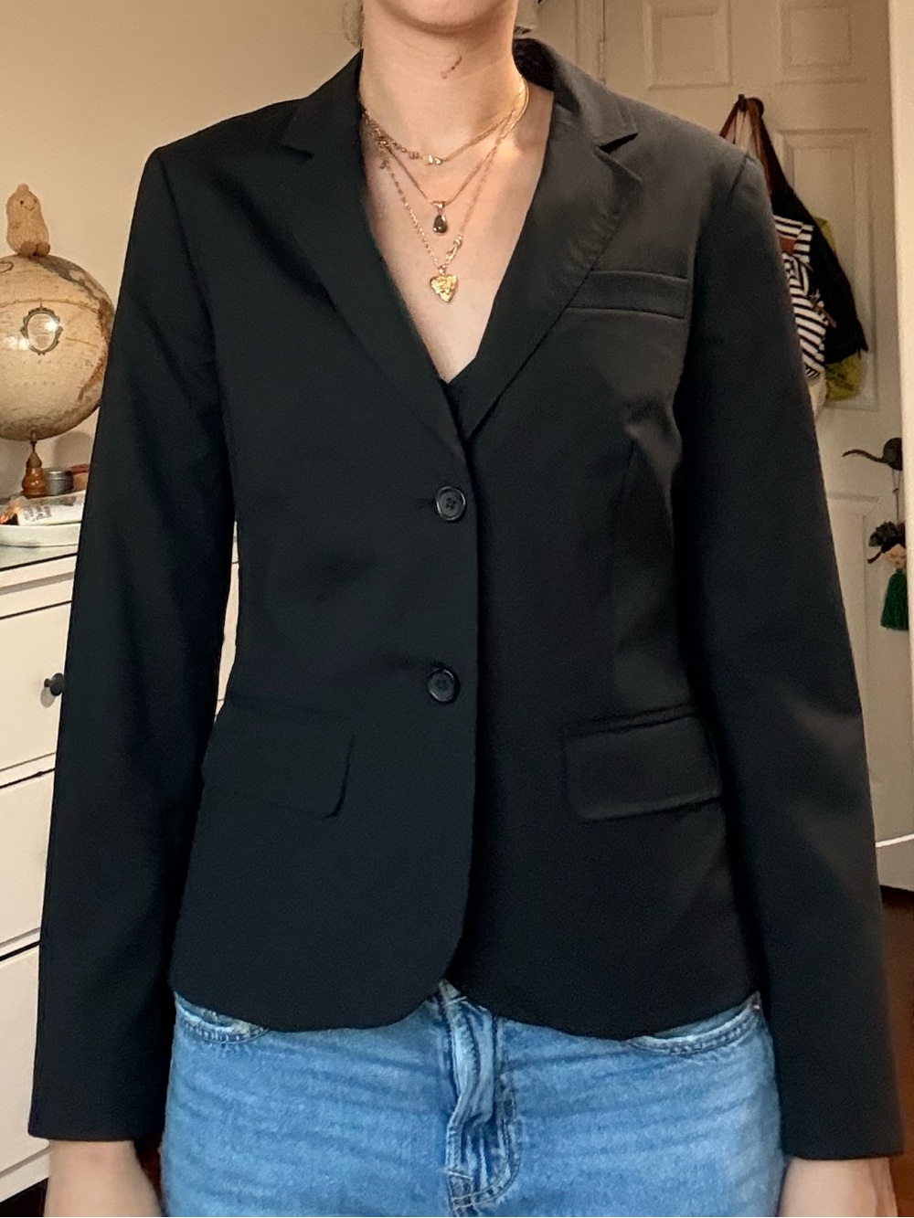 Banana Republic Black Women's Tailored Blazer - Classic Single-Breasted Jacket
